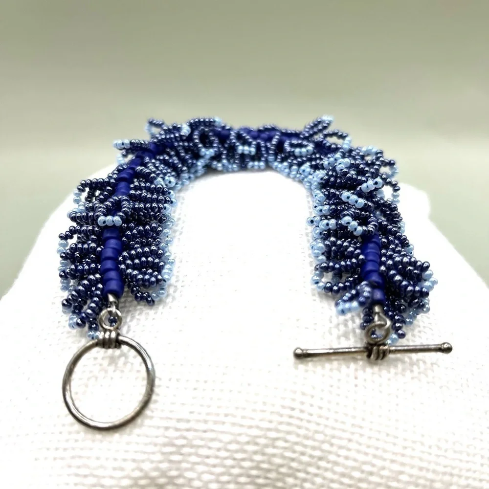 Blue Seed Bead Bracelet Multi Layered Seed Beads Assorted Blue Seed Beads